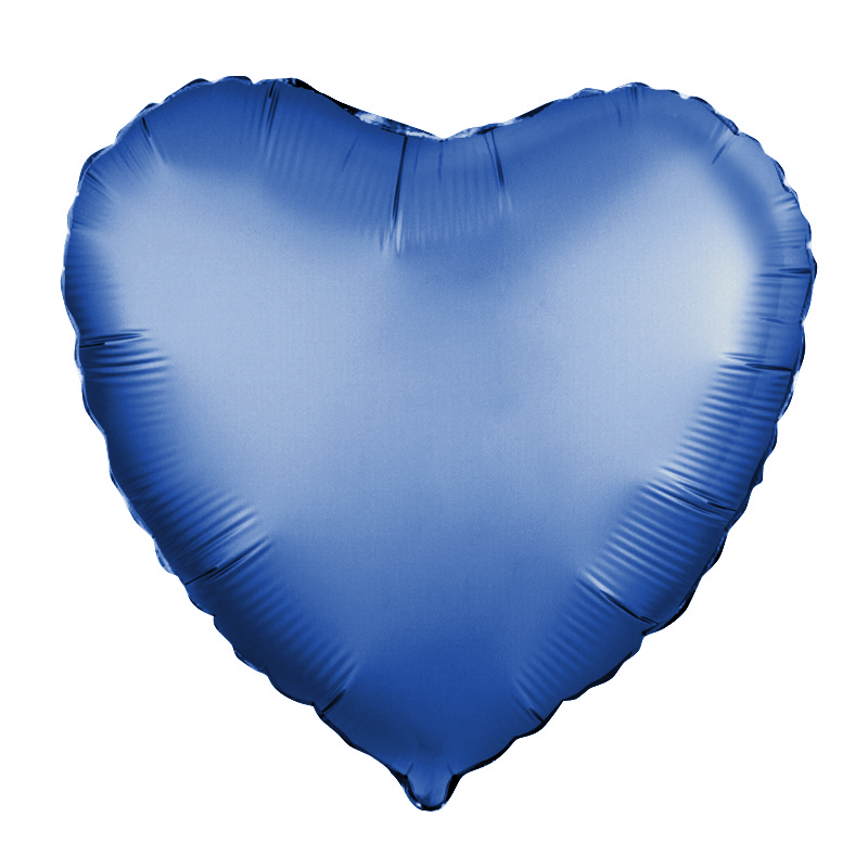 Фольгированное Сердце, Синий, Сатин (46 см)